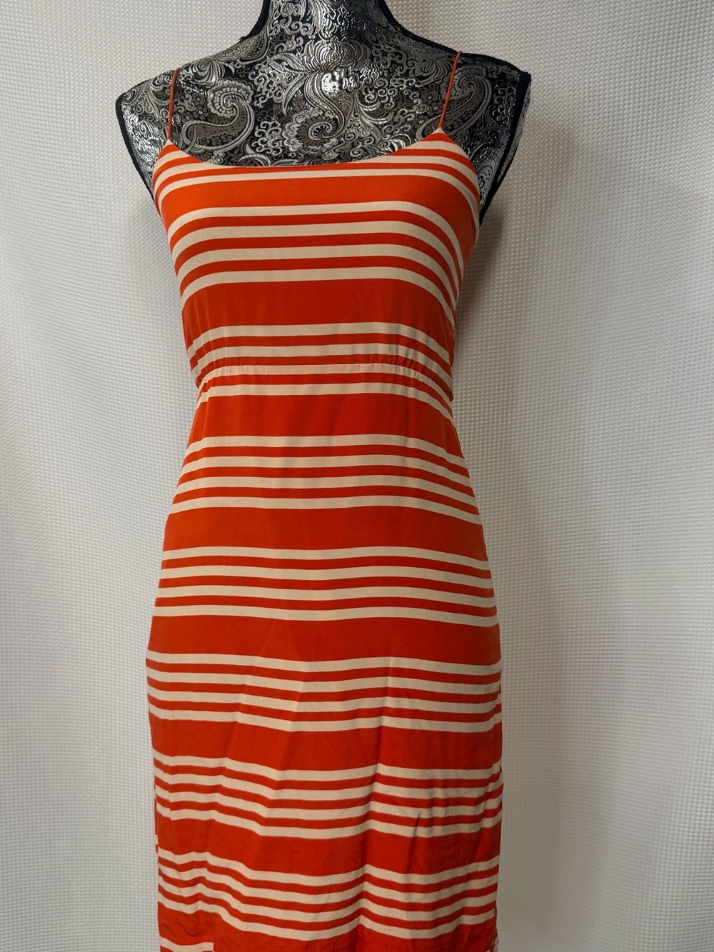 J. Crew Orange and Cream Striped Mini Slip Dress